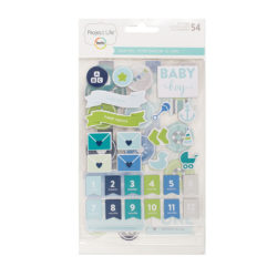 Наклейки Baby Boy Chipboard Project Life, American Crafts, 380546