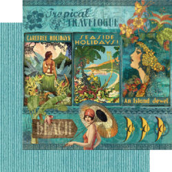Аркуш картону Tropical Travelogue, Tropical Travelogue, Graphic 45, 30×30 см, 5шт, 4500400