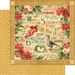 Аркуш картону Golden Rings,12 Days of Christmas, Graphic 45, 30×30 см, 5шт, 4500725