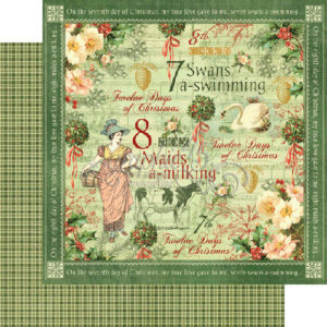 Аркуш картону Swans a Swimming,12 Days of Christmas, Graphic 45, 30×30 см, 5шт, 4500727