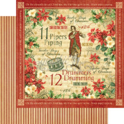 Аркуш картону Drummers Drumming, 12 Days of Christmas, Graphic 45, 30×30 см, 5шт, 4500731