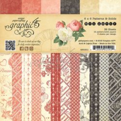 Набір паперу Mon Amour Patterns & Solids, 15х15 см, Graphic 45, 4501211