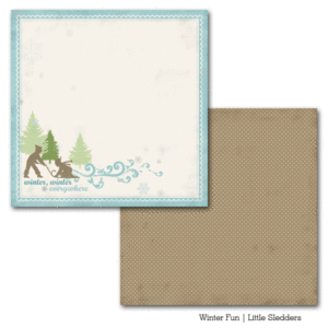 Аркуш картону Little Sledders, Winter Fun, Carta Bella, 5 аркушів, CBWF7002