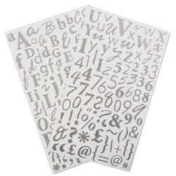 Наклейки Alphabet Glitter Stickers - Dazzle (Silver), DCAS04