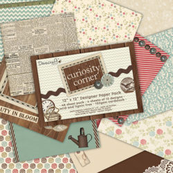 Набір паперу Curiosity Corner, 30×30 см, Dovecraft, DCDP139