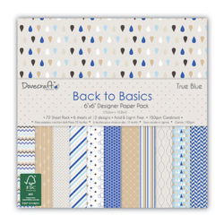 Набір паперу Back to Basics – True Blue, 15×15 см, Dovecraft, DCDP157