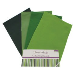 Набір фетру - Greens, формат A4, 8 листів, Dovecraft, DCFL020