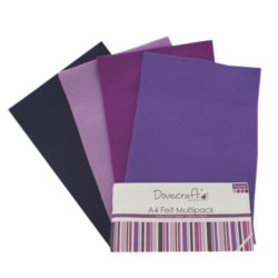 Набір фетру - Purples, формат A4, 8 листів, Dovecraft, DCFL021