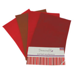 Набір фетру - Reds, формат A4, 8 листів, Dovecraft, DCFL024