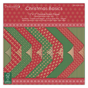 Набір паперу Christmas Basics, 30×30 см, Dovecraft, DCPAP007X15