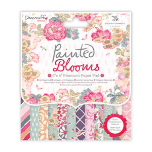 Набір преміум паперу Painted Blooms, 15×15 см, Dovecraft, DCPAP051
