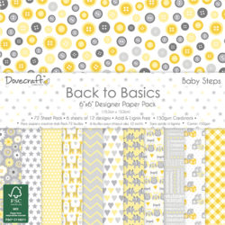 Набір паперу Back to Basics Baby Steps, 15×15 см, Dovecraft, DCPAP060