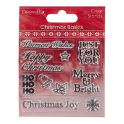 Штампи акрилові Christmas Basics - Happy Christmas, Dovecraft, DCSTP019X15