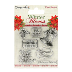 Штампи акрилові Winter Blooms - Holly and Bells, Dovecraft, DCSTP067X16