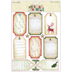 Наклейки з блискітками ‘Tis the Season, Tags, A4, Dovecraft, DCXST04