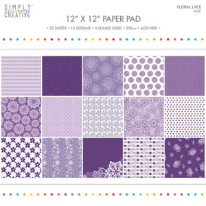 Набір паперу Floral Lace Lilac, 30х30 см, Simply Creative, SCPAD055