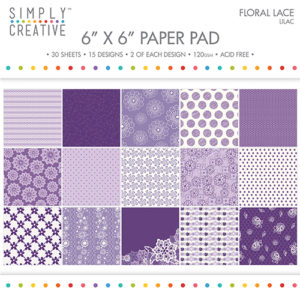 Набір паперу Floral Lace Lilac, 15х15 см, Simply Creative, SCPAD056