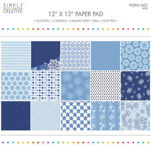 Набір паперу Floral Lace Blue, 30х30 см, Simply Creative, SCPAD059