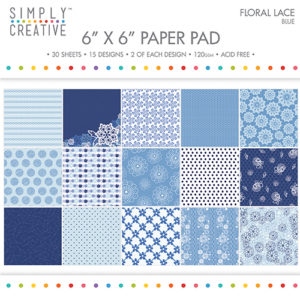 Набір паперу Floral Lace Blue, 15х15 см, Simply Creative, SCPAD060