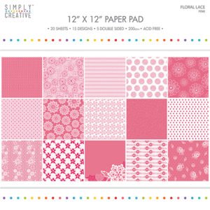 Набір паперу Floral Lace Pink, 30х30 см, Simply Creative, SCPAD061
