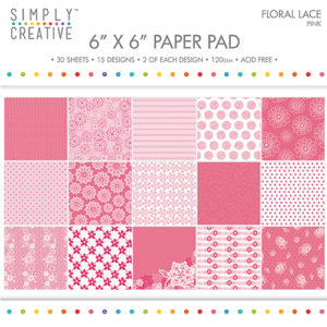 Набір паперу Floral Lace Pink, 15х15 см, Simply Creative, SCPAD062