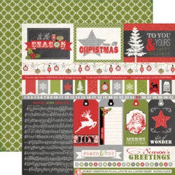 Аркуш картону Peace & Joy, Tis the Season, Echo Park, 5 аркушів, TIS56009