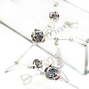 Гілочка троянд, Metal Rose Silver, 1шт, BR17177SL