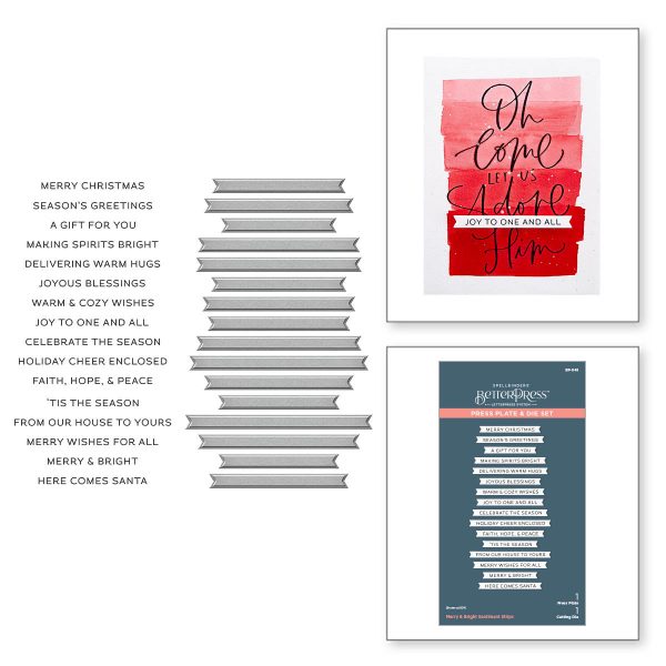 Пластина для леттерпрессу Merry & Bright Sentiment Strips, Spellbinders, BP-049